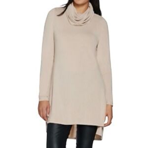 Lisa Rinna Collection Cowl Neck High Low Tunic Sweater
